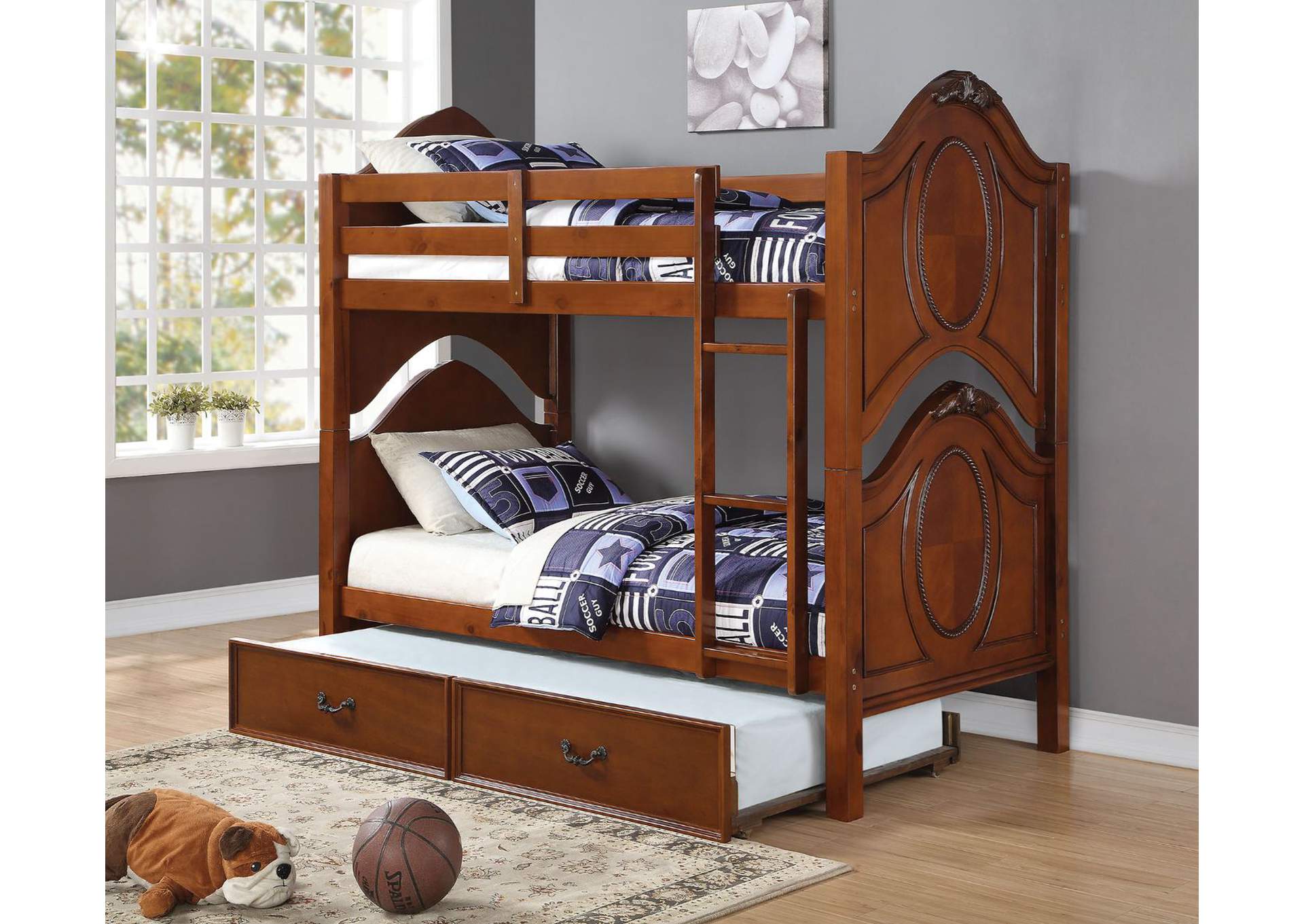 Rotana Furniture Classique Cherry Twin Bunk Bed Classique Cherry Twin Bunk Bed Acme