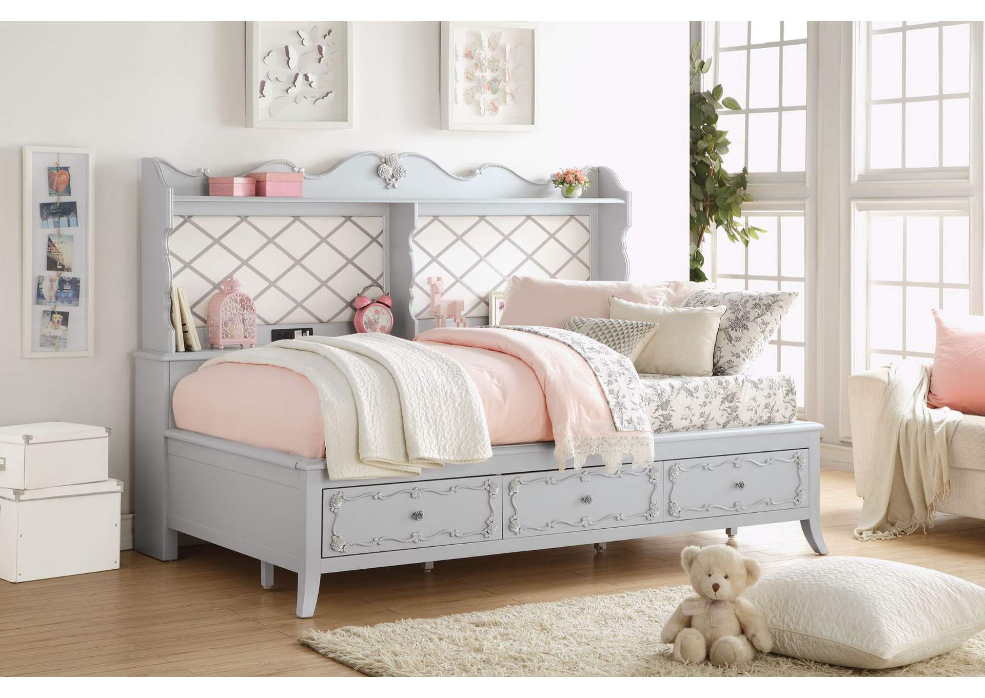80th Avenue Furniture - MI Edalene Gray Day Storage Bed