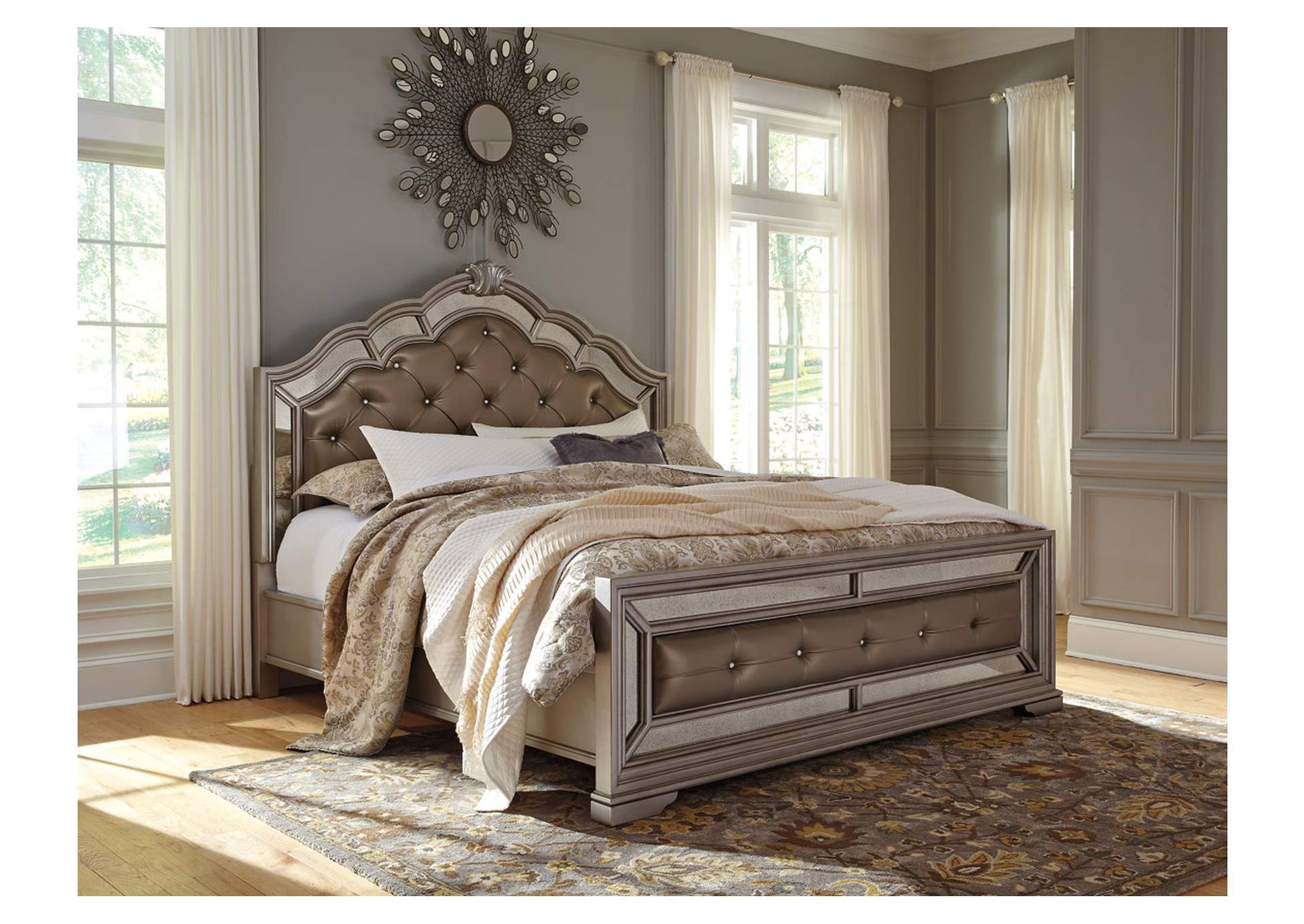 1 Brooklyn Furniture Birlanny Silver Queen Upholstered Bed Birlanny Silver Queen Upholstered Bed Signature Design By Ashley