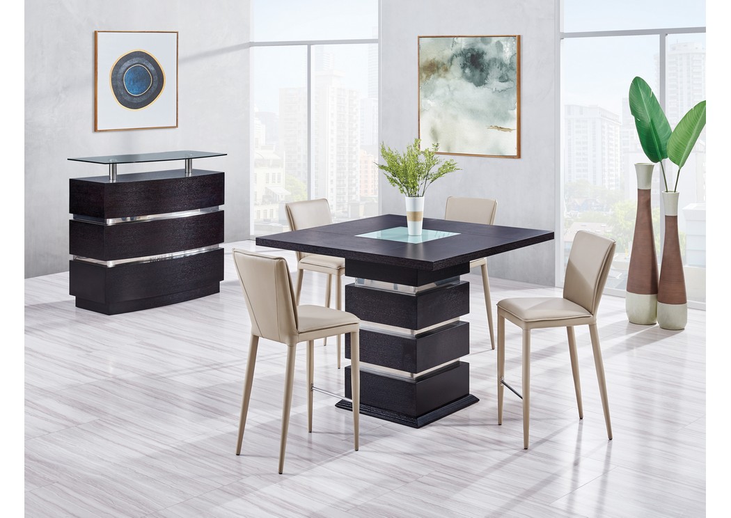 Signature Furniture Nj Wenge Gl Insert Bar Table W 4 Barstools Wenge Gl Insert Bar Table W 4 Barstools Global Furniture Usa