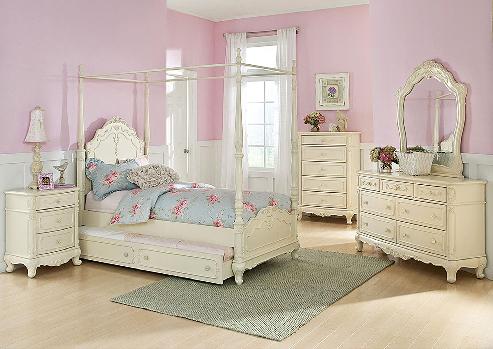 Wendy S Furniture Lawrenceville Ga Cinderella White Twin Cinderella White Twin Canopy Poster Bed W Dresser Mirror Drawer Chest And Nightstand